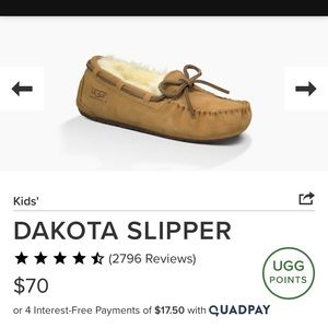 Ugg Dakota Slipper - kids size 6